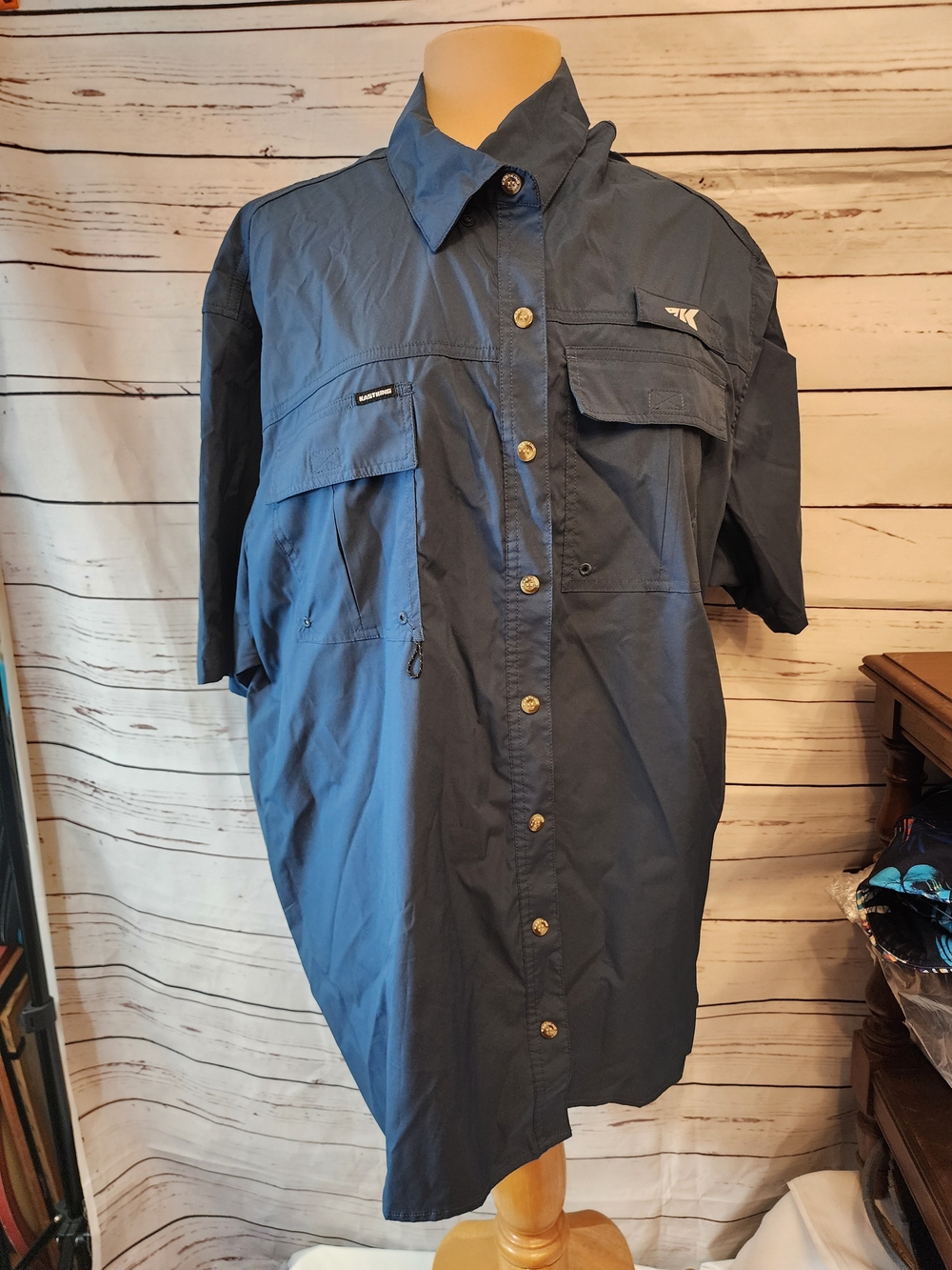 Kastkings Men's Short-Sleeve Shirt Vented Wicking Fishing in Navy